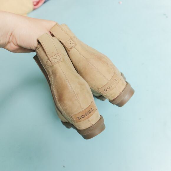 Sorel Womens Joan of Arctic Waterproof Leather Wedge Boot Velvet Tan Gum Size 6 - Picture 4 of 7